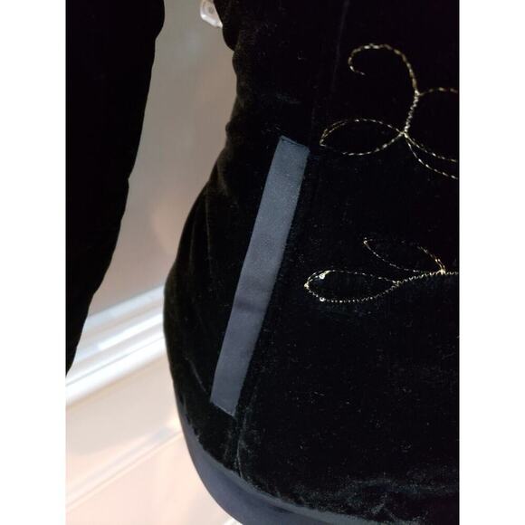 Harve Benard Womens Black Velvet Floral Embroidered Sequin Zip Blazer Jacket 10P - Picture 5 of 14